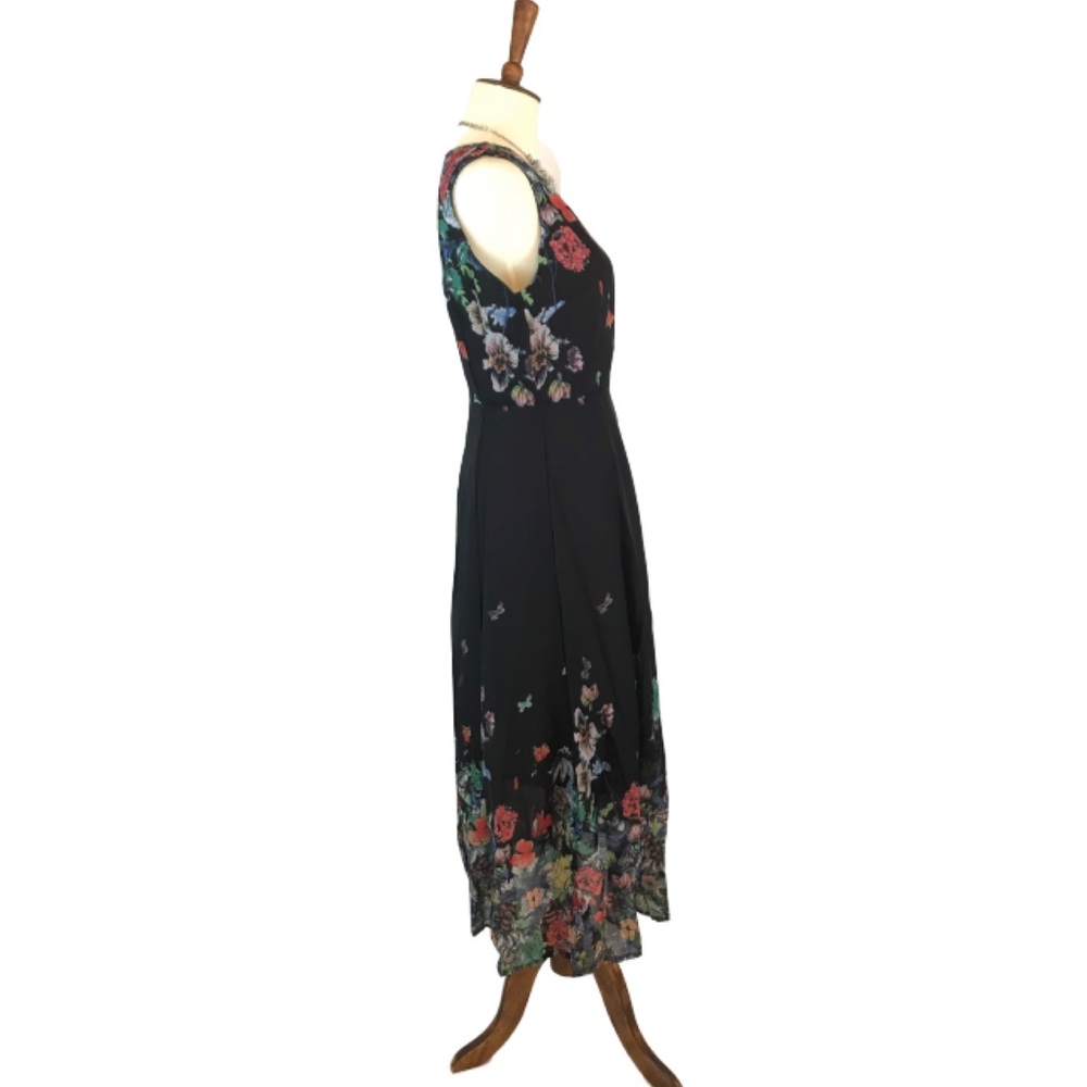 Floral Boat Neckline Sleeveless Midi A-line Dress - Picture 5 of 8